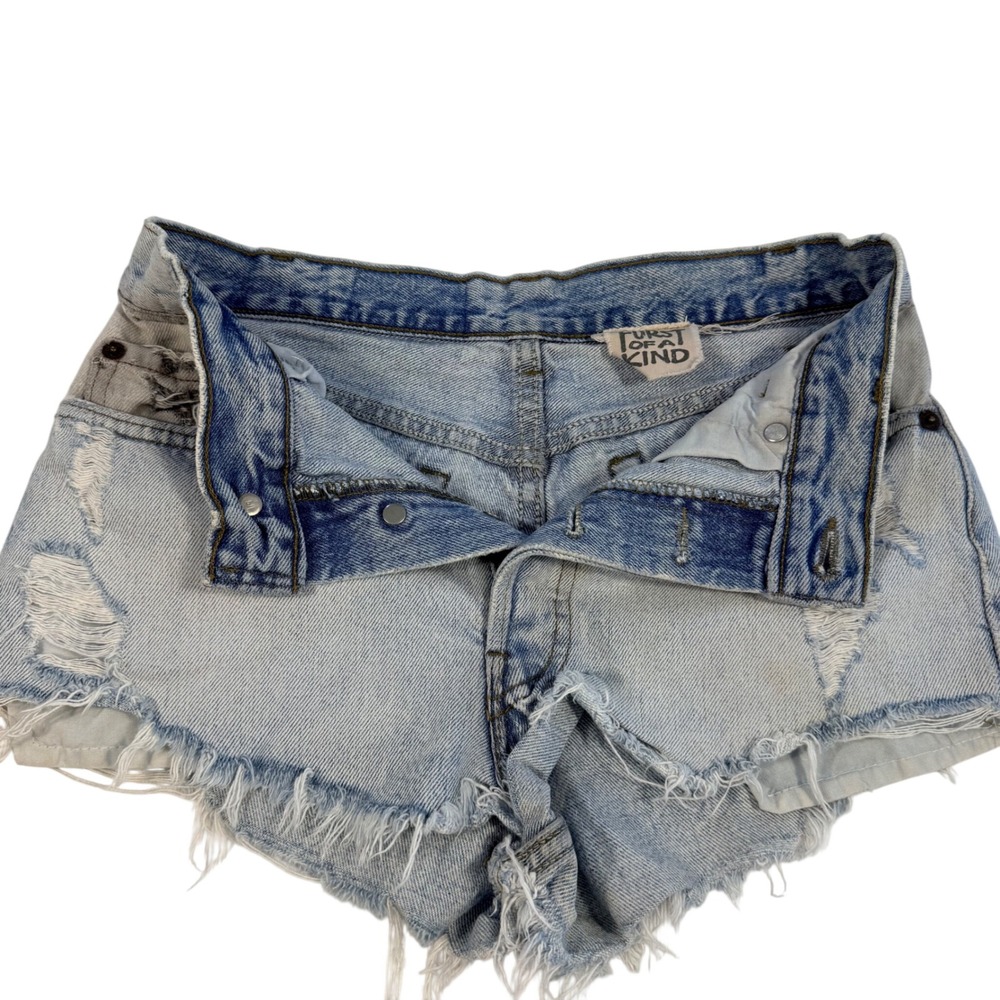 Furst Of A Kind XS Distressed Denim Micro Shorts Y2K Festival Low Rise